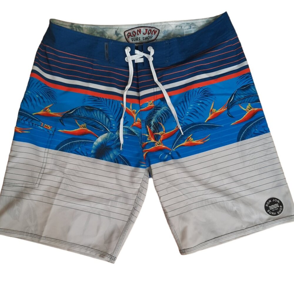 Ron Jon Board Shorts Men's Size 34 Swim Trunks Surf Floral Beach Lake Boating